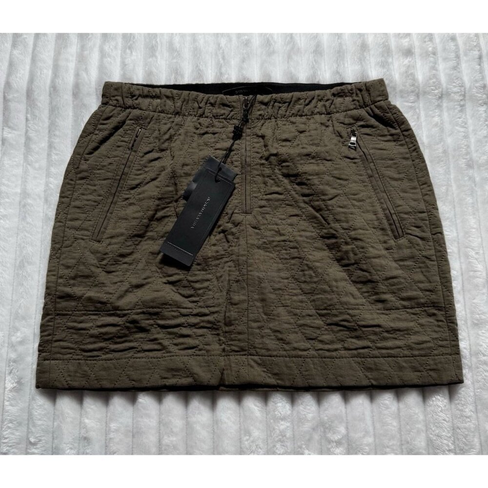 BCBG MAXAZRIA DUSTY OLIVE DOTTY MINI SKIRT W/ ZIPPER NWT SZ XXS